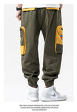 Loose Color-Blocked Printed Cargo Pants With Large Pockets