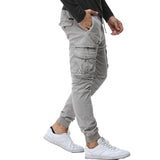 Tethered Elastic Waist Casual Cargo Trousers