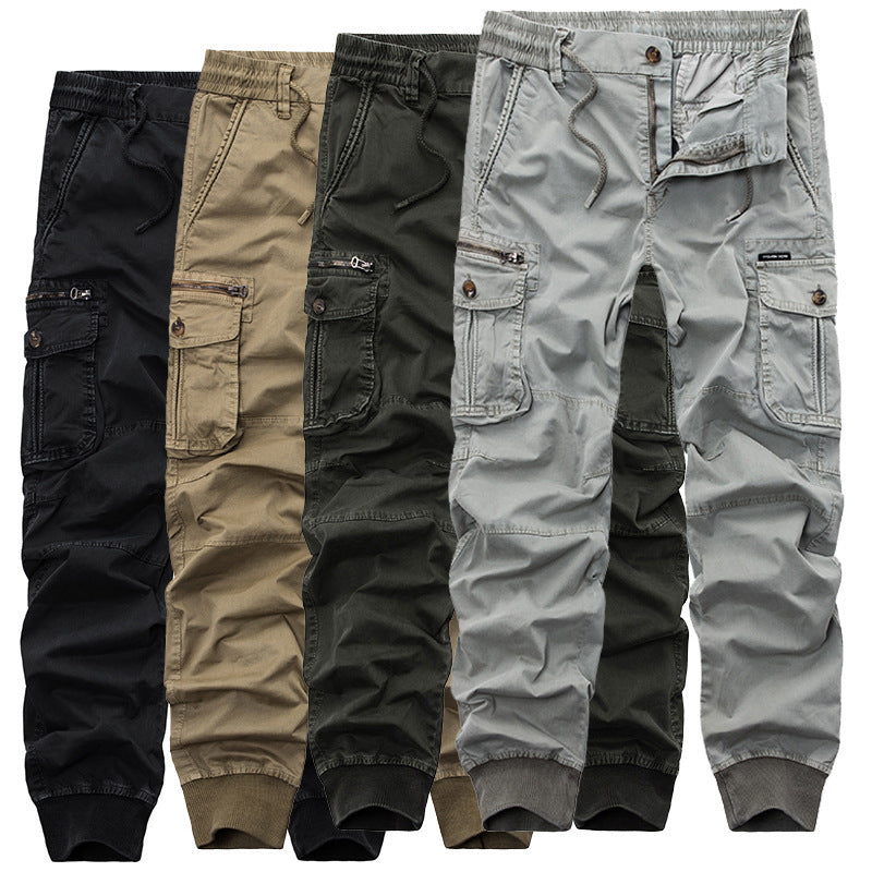 Tethered Elastic Waist Casual Cargo Trousers