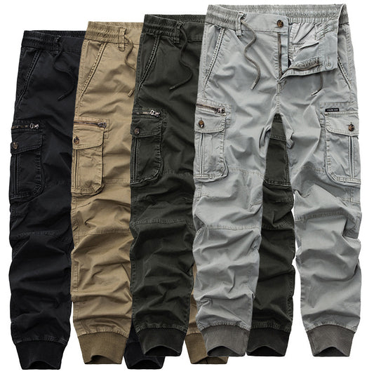 Tethered Elastic Waist Casual Cargo Trousers