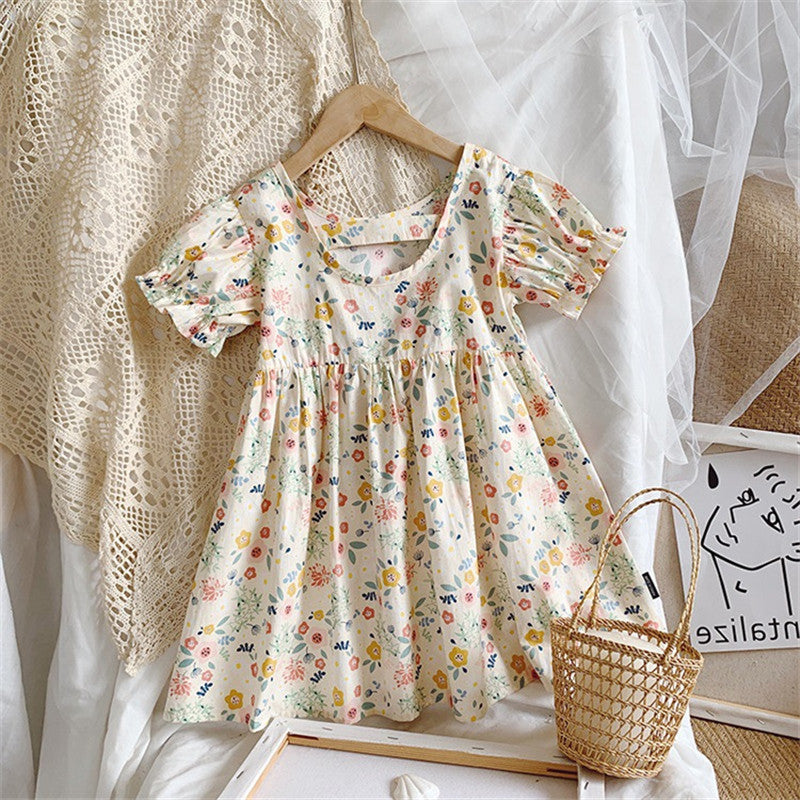 Children's Clothing Girls Floral Dress Pastoral Style Princess Dress