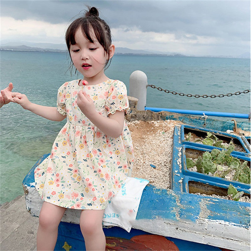 Children's Clothing Girls Floral Dress Pastoral Style Princess Dress