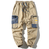 Loose Color-Blocked Printed Cargo Pants With Large Pockets