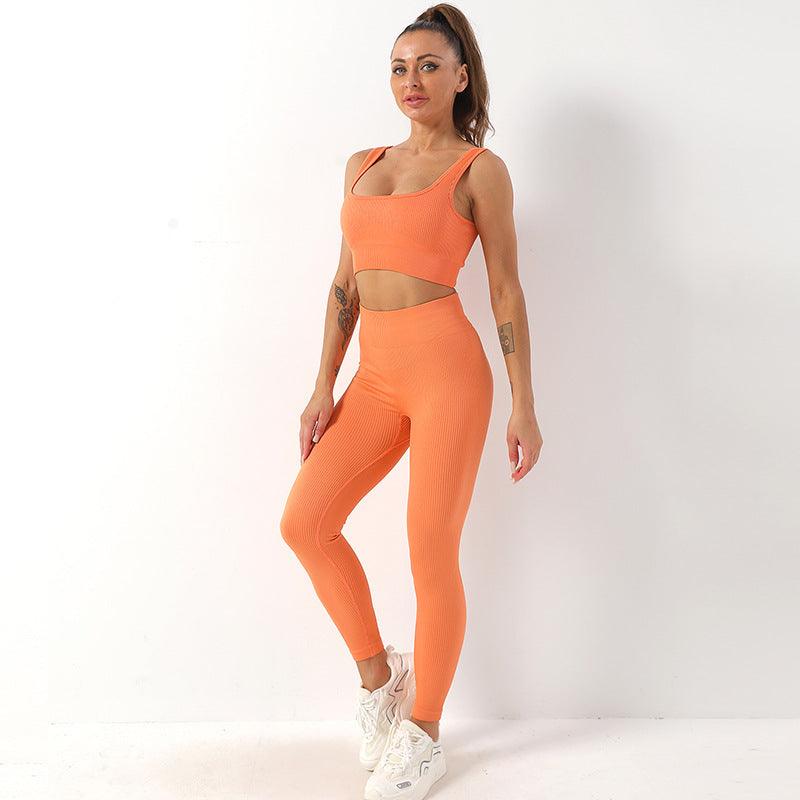 Women Seamless 2pcs Yoga Set Yoga Suit Crop Top+Leggings Pants Sports Gym  Outfit 