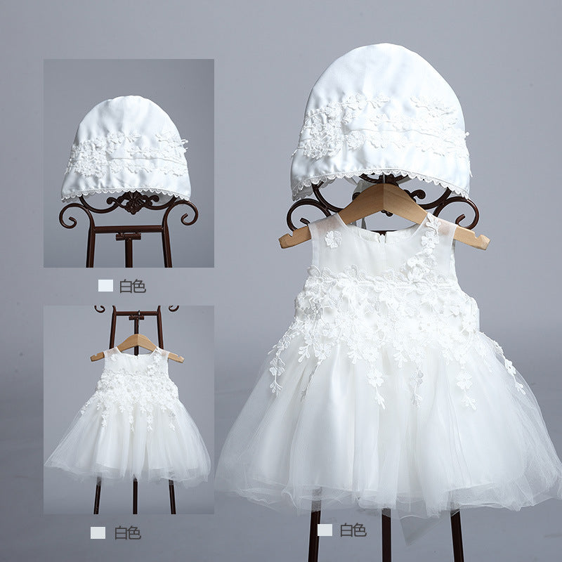 Baby's full moon, baby's wedding dress, princess dress, children's dress, lace cap, fluffy dress, photo studio