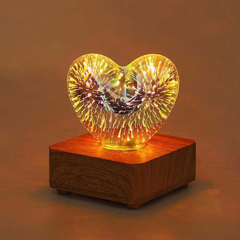 3d Love Glass Small Night Lamp Bedside Bedroom - Almoni Express