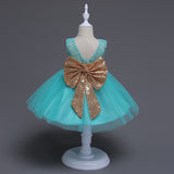 The summer and sequins big bow skirts and sleeveless dress baby child lace princess skirt dress