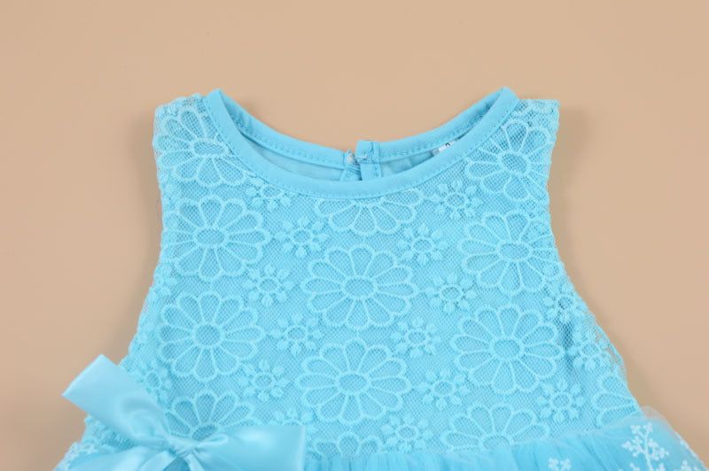 Summer children's wear girls, infants, sleeveless LACE VEST, bow tie dress, children's skirt