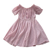 Girls' Solid Color Lace Collar Short Sleeve Chiffon Dress