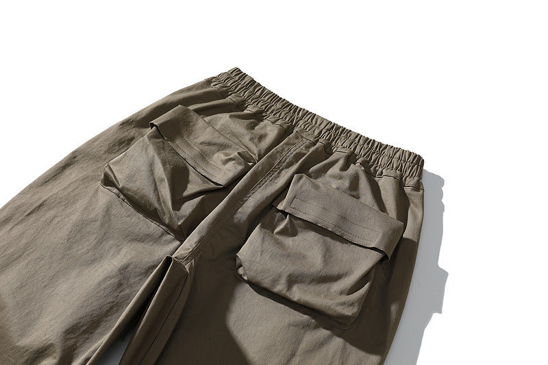 Men Cargo Pants Drawstring Ankle Pockets