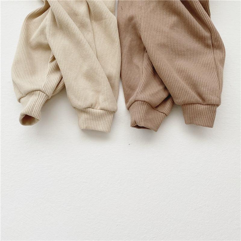 All-match Loose Baby Outing Solid Color Drawstring Pants - Almoni Express