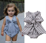 Amanda Bowknot Stripes Romper - Almoni Express