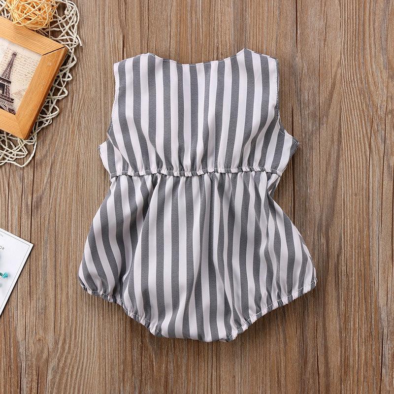 Amanda Bowknot Stripes Romper - Almoni Express