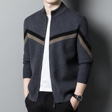 Autumn And Winter Sweater Men's Stand Collar Contrast Color - Almoni Express