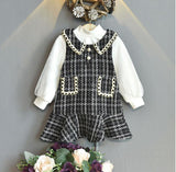 Autumn Girl's Suit Korean Dress Baby Vest Western Style Two-piece Suit - Almoni Express