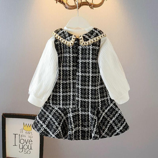 Autumn Girl's Suit Korean Dress Baby Vest Western Style Two-piece Suit - Almoni Express