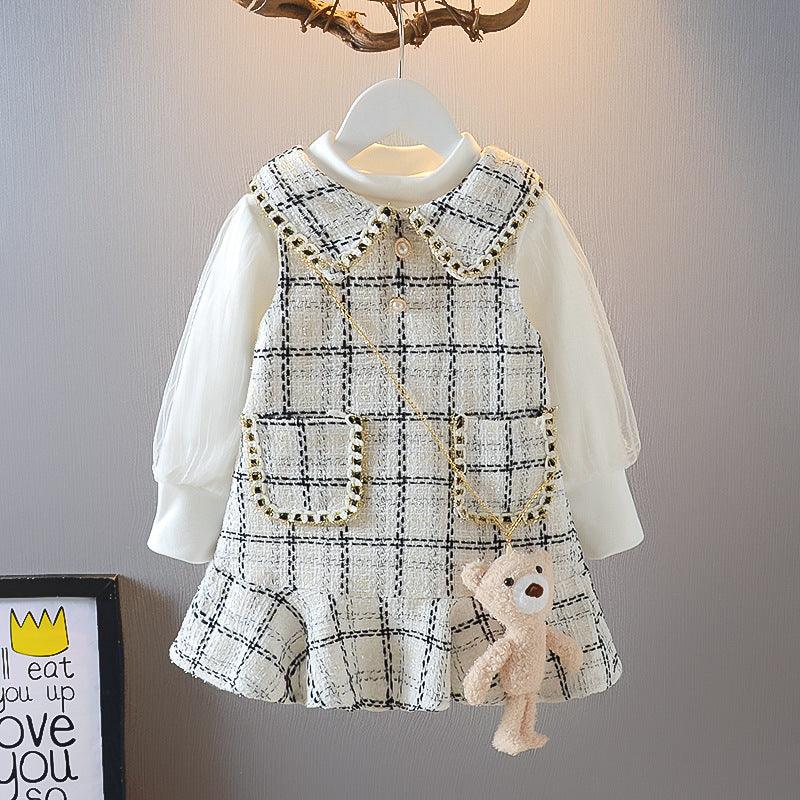 Autumn Girl's Suit Korean Dress Baby Vest Western Style Two-piece Suit - Almoni Express