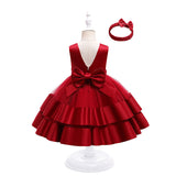 Girls' Puffy One-year-old Full Moon Birthday Dress