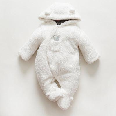 Baby clothes lamb winter cotton padded clothes baby newborn baby skin thickening climb Siamese clothes cotton - Almoni Express