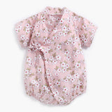 Baby Clothes Summer Baby Onesies Floral Strapping Retro Japanese Yukata Bag Fart Clothes - Almoni Express