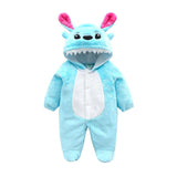 Baby Cow Hooded Crawling Clothes Flannel One Piece Clothes 0 1 Male And Female Baby Outerwear - Almoni Express