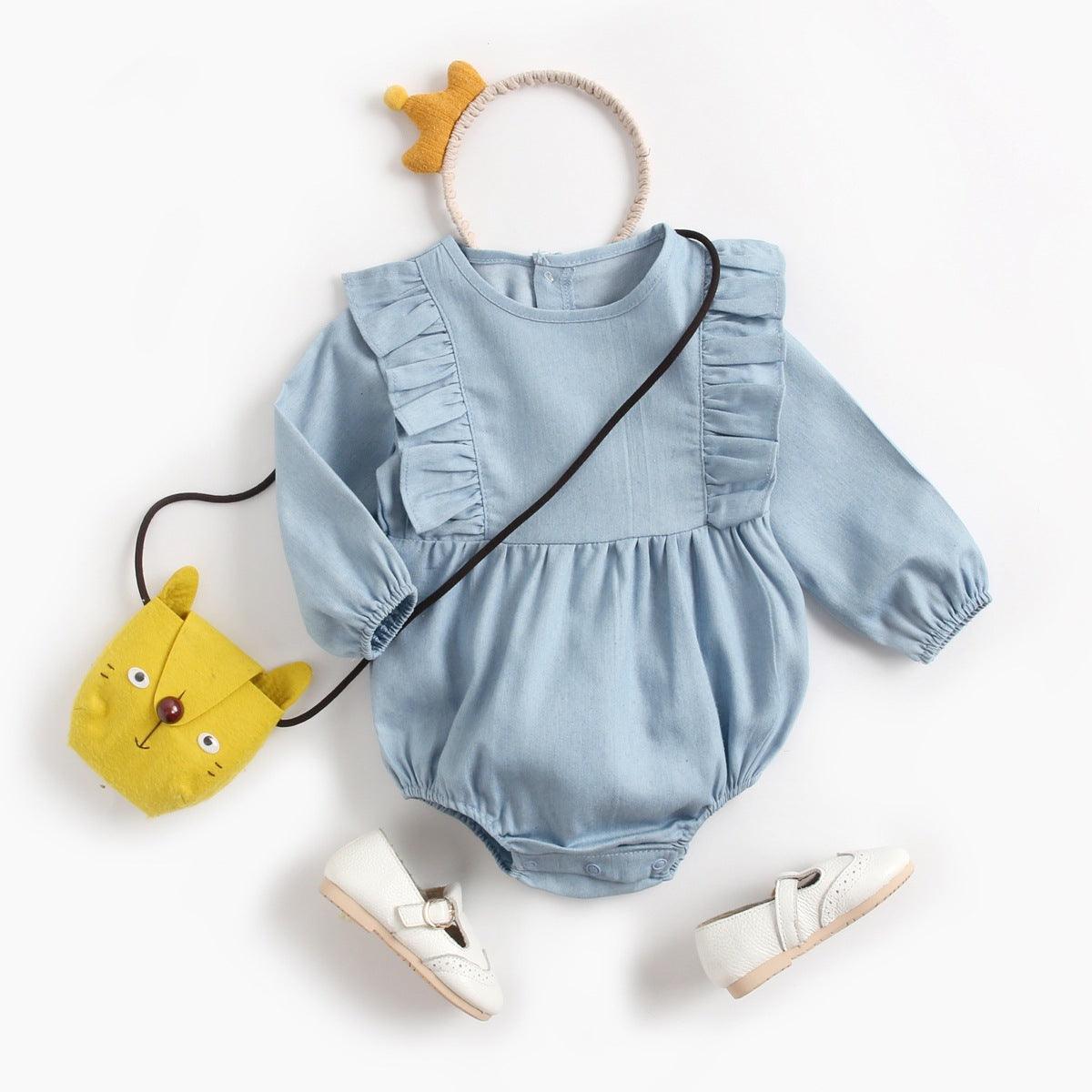 Baby Denim Clothes Bodysuit Wrap Fart Romper - Almoni Express