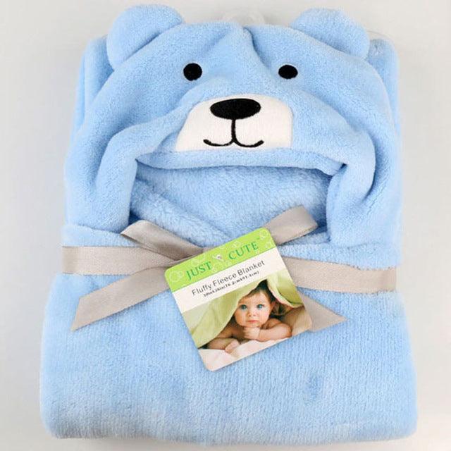 Baby fleece bath towel hooded towels bathrobe - Almoni Express