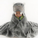 Baby fleece bath towel hooded towels bathrobe - Almoni Express