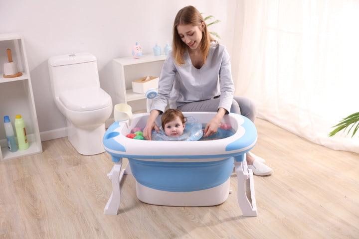 Baby folding tub large can sit thick bath tub - Almoni Express