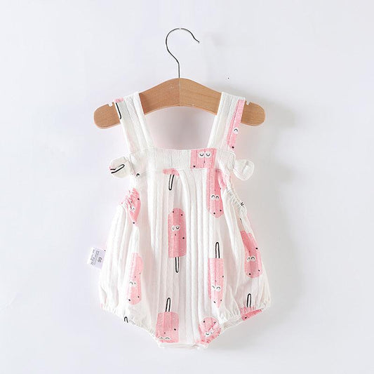 Baby Girl One-piece Dress Newborn Baby Triangle Romper - Almoni Express