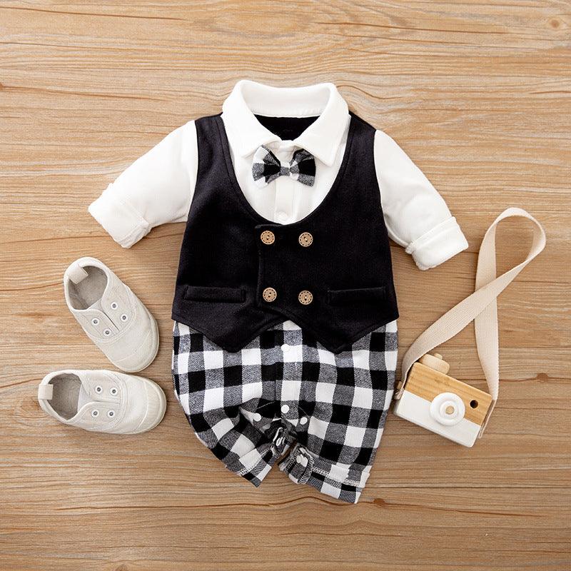 Baby Jumpsuit Spring And Autumn Models Foreign Trade Gentleman Baby Clothes Long-Sleeved Baby Clothes Baby Clothes - Almoni Express