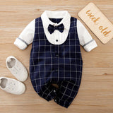 Baby Jumpsuit Spring And Autumn Models Foreign Trade Gentleman Baby Clothes Long-Sleeved Baby Clothes Baby Clothes - Almoni Express