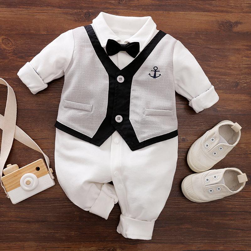 Baby Jumpsuit Spring And Autumn Models Foreign Trade Gentleman Baby Clothes Long-Sleeved Baby Clothes Baby Clothes - Almoni Express