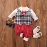 Baby Jumpsuit Spring And Autumn Models Foreign Trade Gentleman Baby Clothes Long-Sleeved Baby Clothes Baby Clothes - Almoni Express