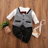 Baby Jumpsuit Spring And Autumn Models Foreign Trade Gentleman Baby Clothes Long-Sleeved Baby Clothes Baby Clothes - Almoni Express