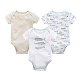 Baby onesies three-piece suit new cotton short-sleeved sweater baby clothes clothes - Almoni Express