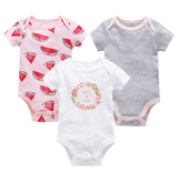 Baby onesies three-piece suit new cotton short-sleeved sweater baby clothes clothes - Almoni Express