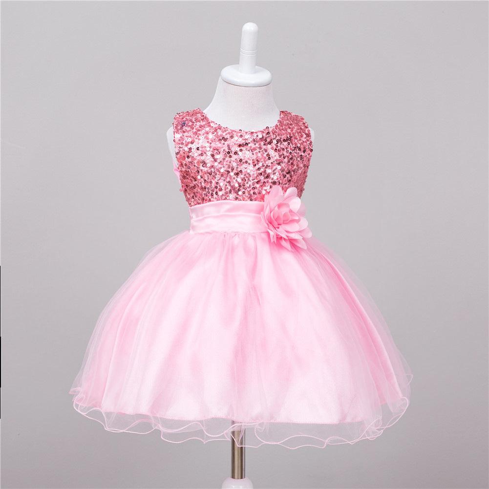 Baby Sequin Dress Flower Girl Wedding Princess Dress - Almoni Express