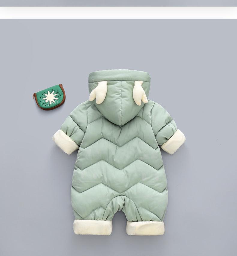 Baby Winter Snowsuit Plus Velvet Thick Baby Boys Jumpsuit 0-3 Years Newborn Romper Girl Clothes Overalls Toddler Coat - Almoni Express