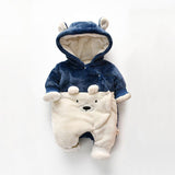 Bear embroidered hooded romper - Almoni Express