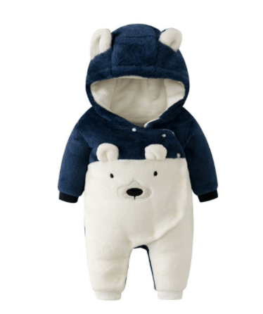 Bear embroidered hooded romper - Almoni Express