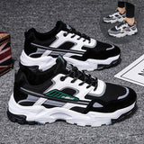 Black White Lace-up Sneakers Men Outdoor Breathable Csual Mesh Shoes Lightweight Running Sports Shoes - AL MONI EXPRESS