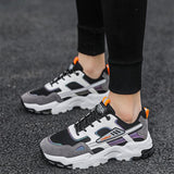 Black White Lace-up Sneakers Men Outdoor Breathable Csual Mesh Shoes Lightweight Running Sports Shoes - AL MONI EXPRESS