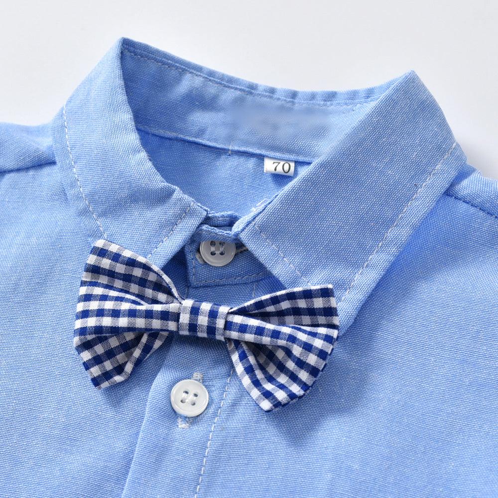 Boys Gentleman Bib Pant Suit Long Sleeve Bow Tie - Almoni Express