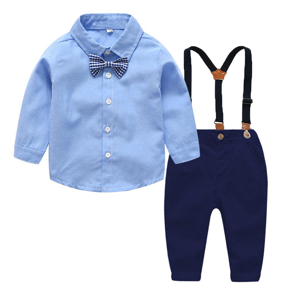 Boys Gentleman Bib Pant Suit Long Sleeve Bow Tie - Almoni Express