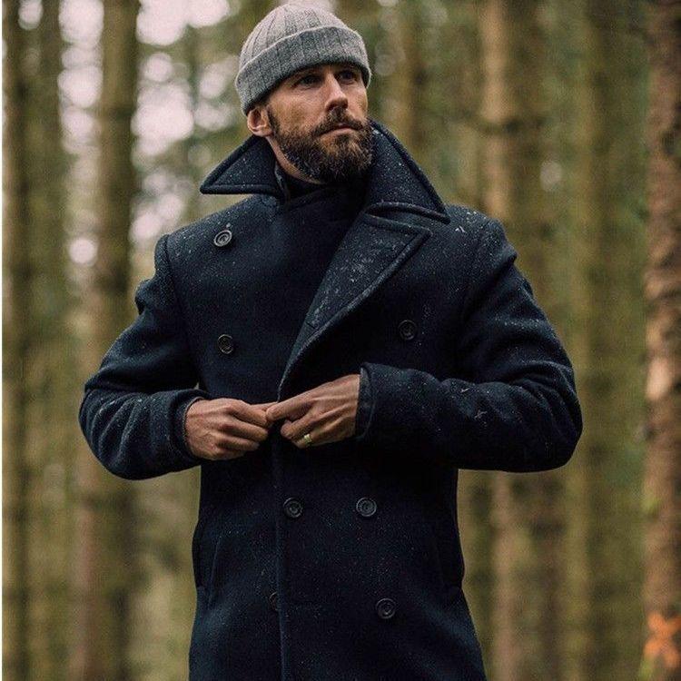British Men Mid-length Long Sleeve Woolen Coat - AL MONI EXPRESS