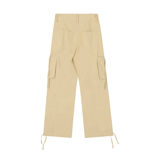 Multi-pocket Straight Cargo Pants Men's Loose