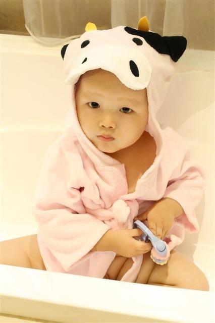 Cartoon Cute Animal Modeling Baby Bath Towels Baby Bathrobes Cotton Children's Bathrobes Baby Hooded - Almoni Express