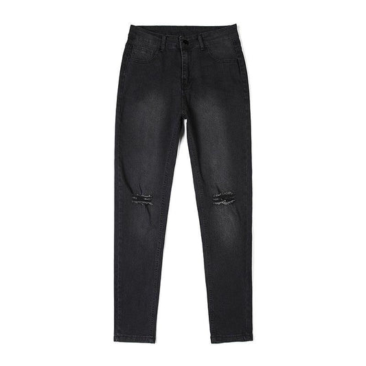 Casual Shredded Slim Zip Pencil Pants - AL MONI EXPRESS