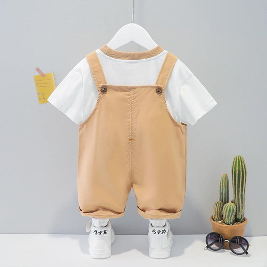 Children's Clothing Men And Women Baby Summer Cartoon Short-sleeved Overalls - Almoni Express